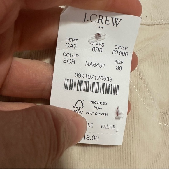 J crew ecru Corduroy full-length essential straight pant - Picture 5 of 6
